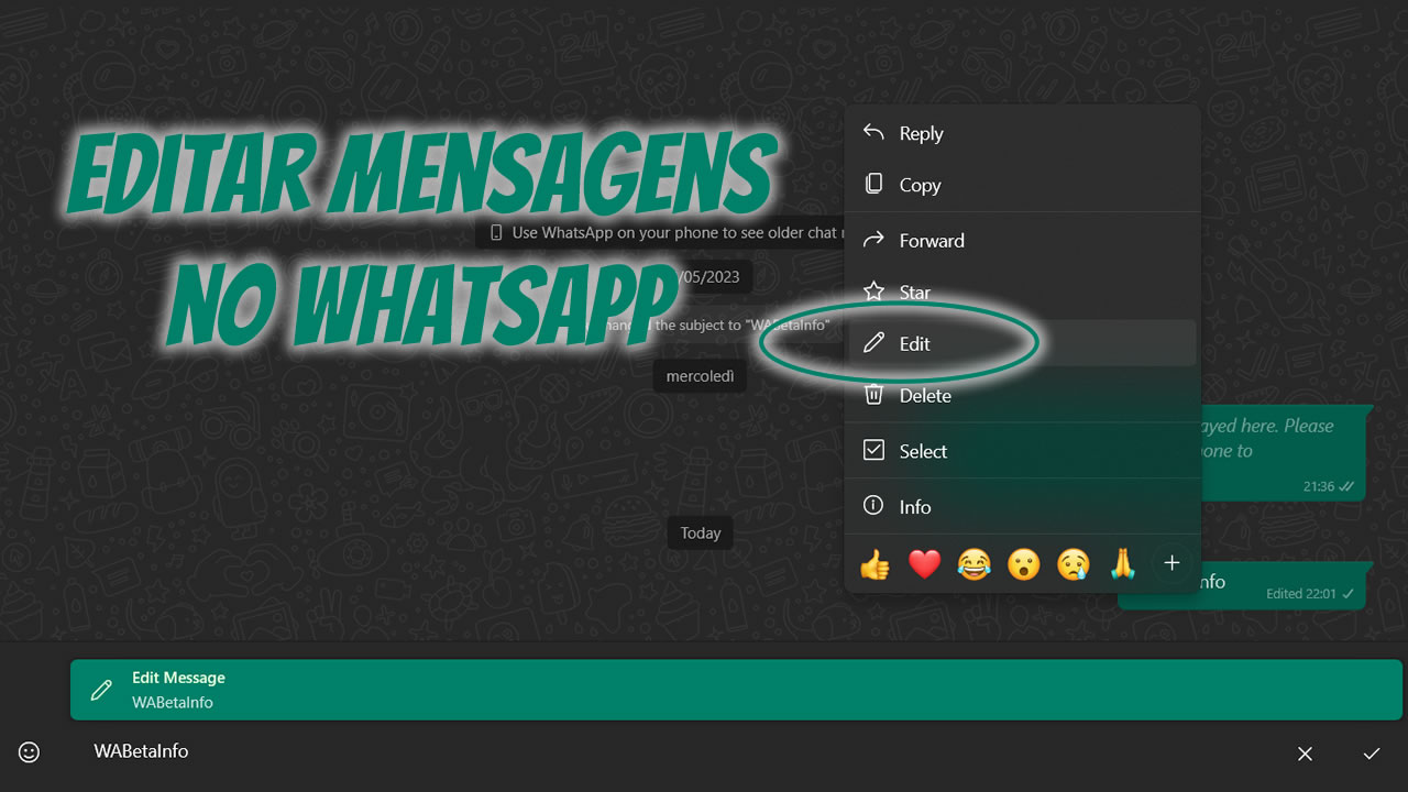 Editar mensagens no WhatsApp